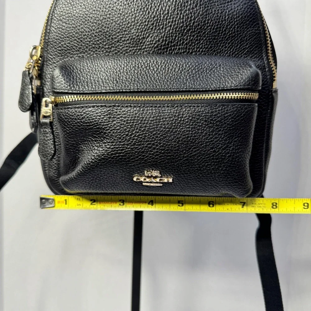 Coach Mini Charlie Backpack Black Pebbled Leather‎ Gold Hardware #M1567-F38263